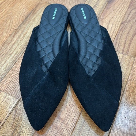 Birdies The Swan Black Suede Pointed-Toe Slides with Quilted Insole, Size 12 - Picture 5 of 8